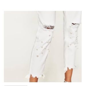 Zara jeans with Faux Pearls